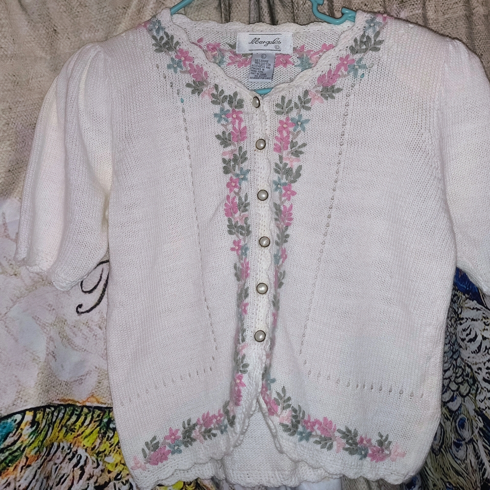 Margules Vintage Floral 1990 Embroidered Women's Sweater